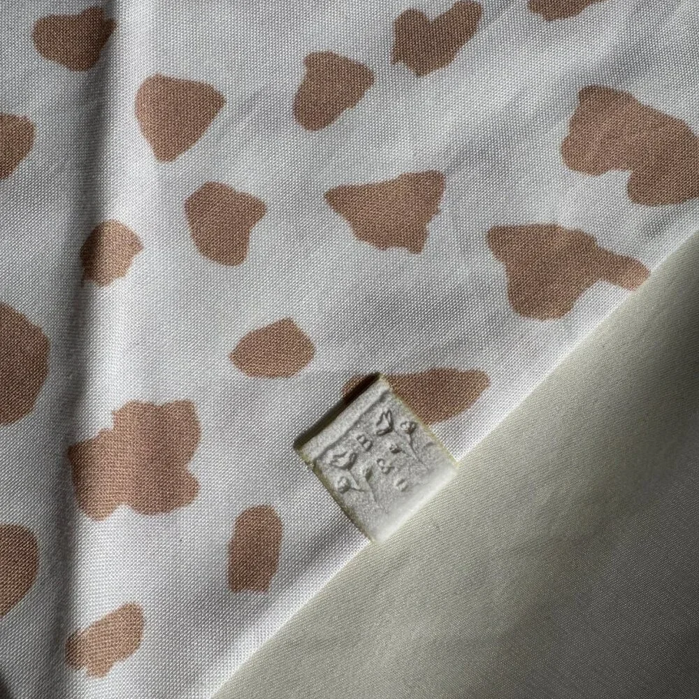 NWT Blush & Fluff Strawberry Cow Print Dog Bandana, White and Pink, Size M